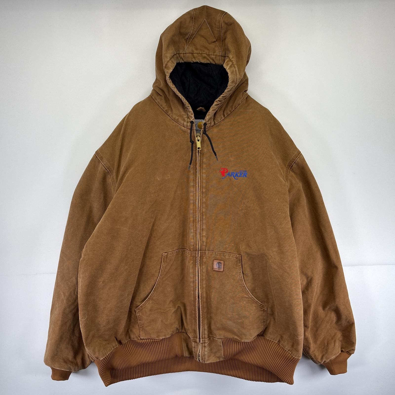 古着 ワークジャケット アクティブジャケット ダック ワンポイントロゴ 中綿 大きいサイズ パーカー 4XL ベージュ系 メンズ