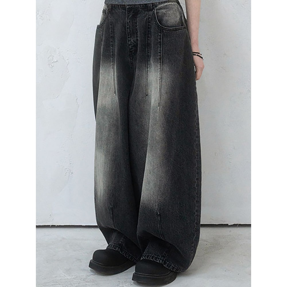 AVANDRESS スーパーワイドダートデニムパンツウォッシングブラック