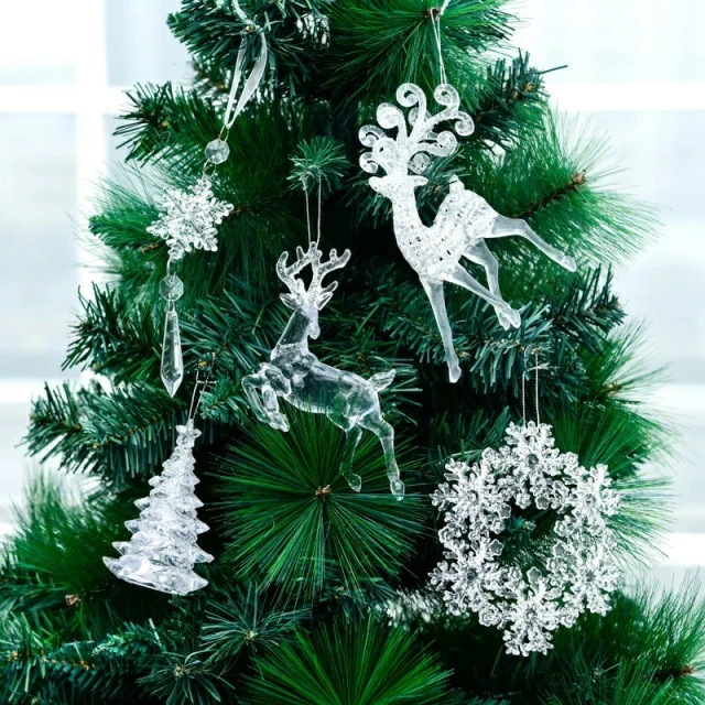 今すぐ欲しい！6個入れ クリスマス 飾り 装飾品 クリスマスツリー飾り ストラップ 3D 立体 デザイン ドロップ 装飾 飾り付け Christmas