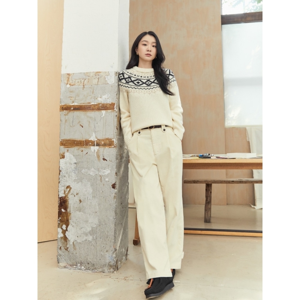 DEPOUND コーデュロイワイドパンツ アイボリー