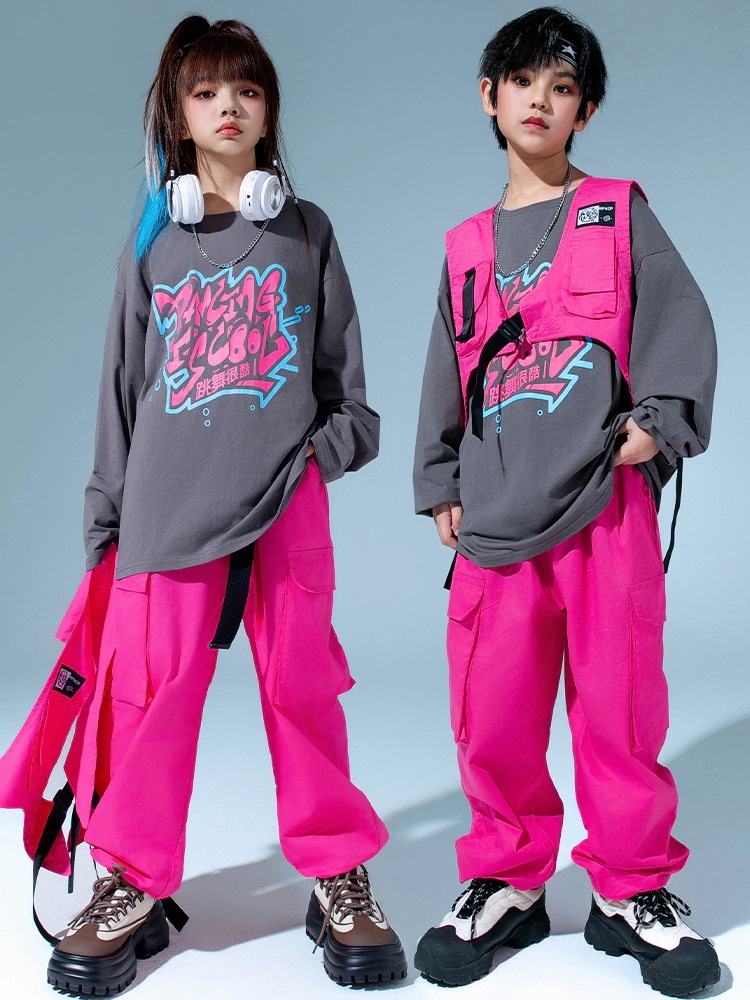 キッズ ダンス衣装 ヒップホップ 花柄シャツ セットアップ HIPHOP ダンスシャツ へそ出し タ49