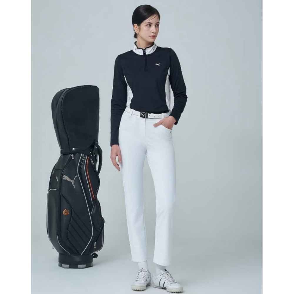 プーマゴルフ 24SS ポリウーブンスパンロングパンツ女性用ブラック+ホワイト