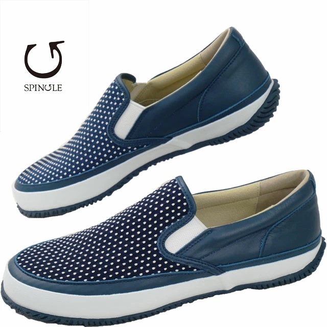 スピングル スリッポン メンズ スニーカー 日本製 靴 レディース 遠州織物 かつお縞 ローカット カジュアルシューズ ネイビー Japan Beauty SP-1063 14,839円