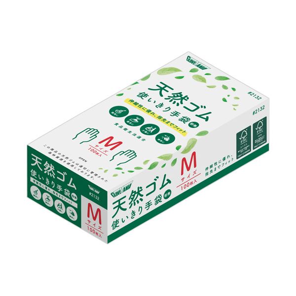 （まとめ） 川西工業天然ゴム使いきり手袋 粉なし M #2132 1箱（100枚） [x5セット]