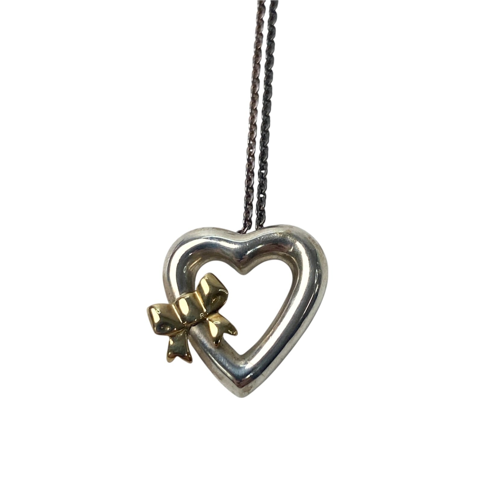 ティファニー Tiffany レディース ハート リボン ネックレス 750 925 コンビ