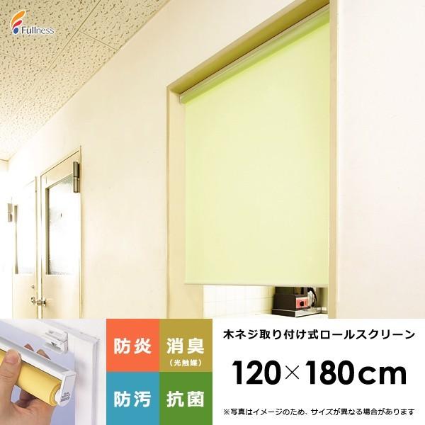 ロールスクリーン 省スペース スリム 軽い 木ネジ式 幅120×180cm