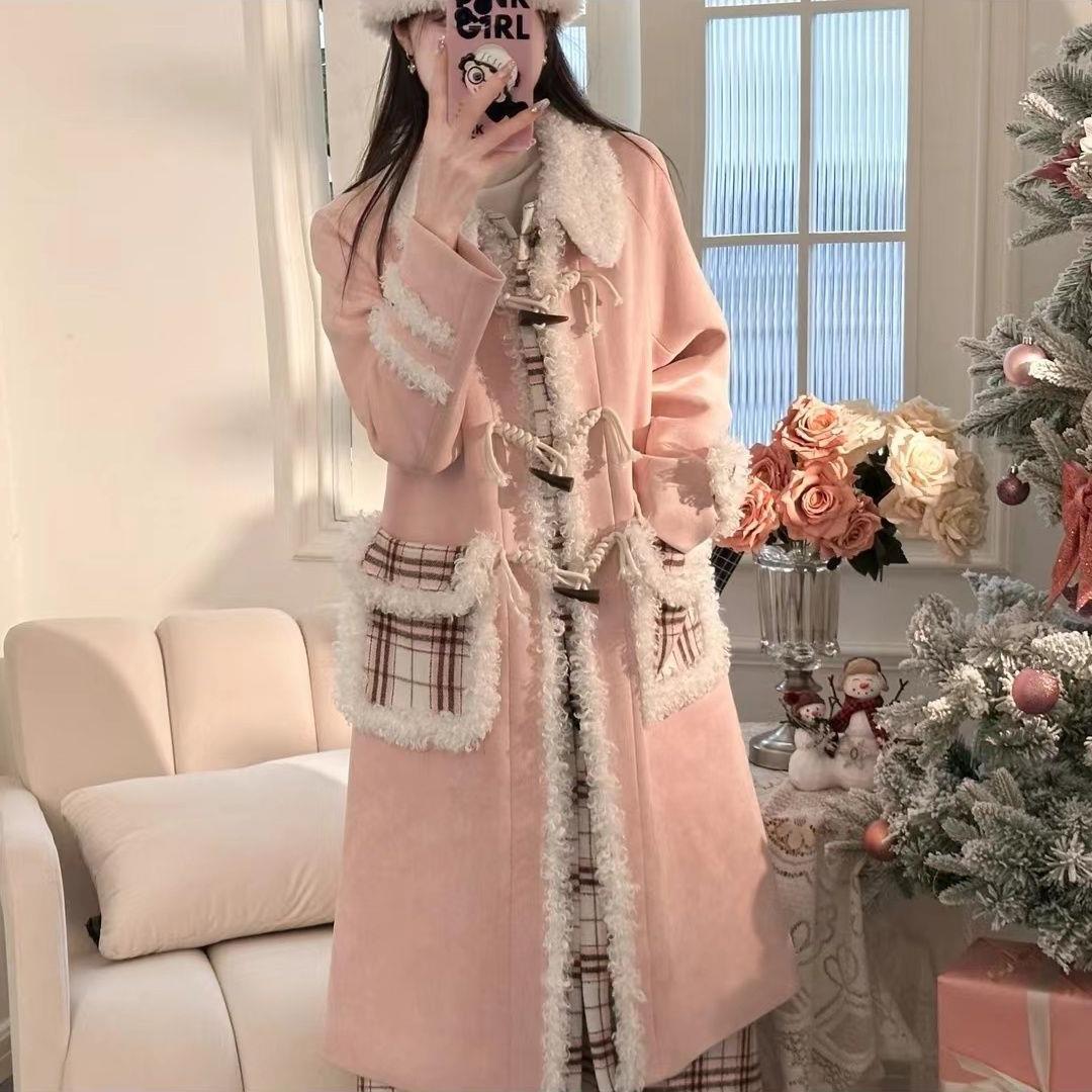 【2枚購入で100円OFF】今買いたいが特売！韓国風ファッション ファッションデザインチェック柄スプライシングウールコート秋冬新入生スモールコート 冬アウター 大人っぽチェスターコート 4,902円