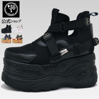 【公式】 ヨースケ 厚底 スニーカー ハイカット レディース 歩きやすい 9cm厚底フラットソール ひもなし