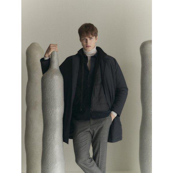 男性ガチョウダウンパディングロングマックコート型ジャンパー2カラー（ジャンパー+軽量ベストセット）