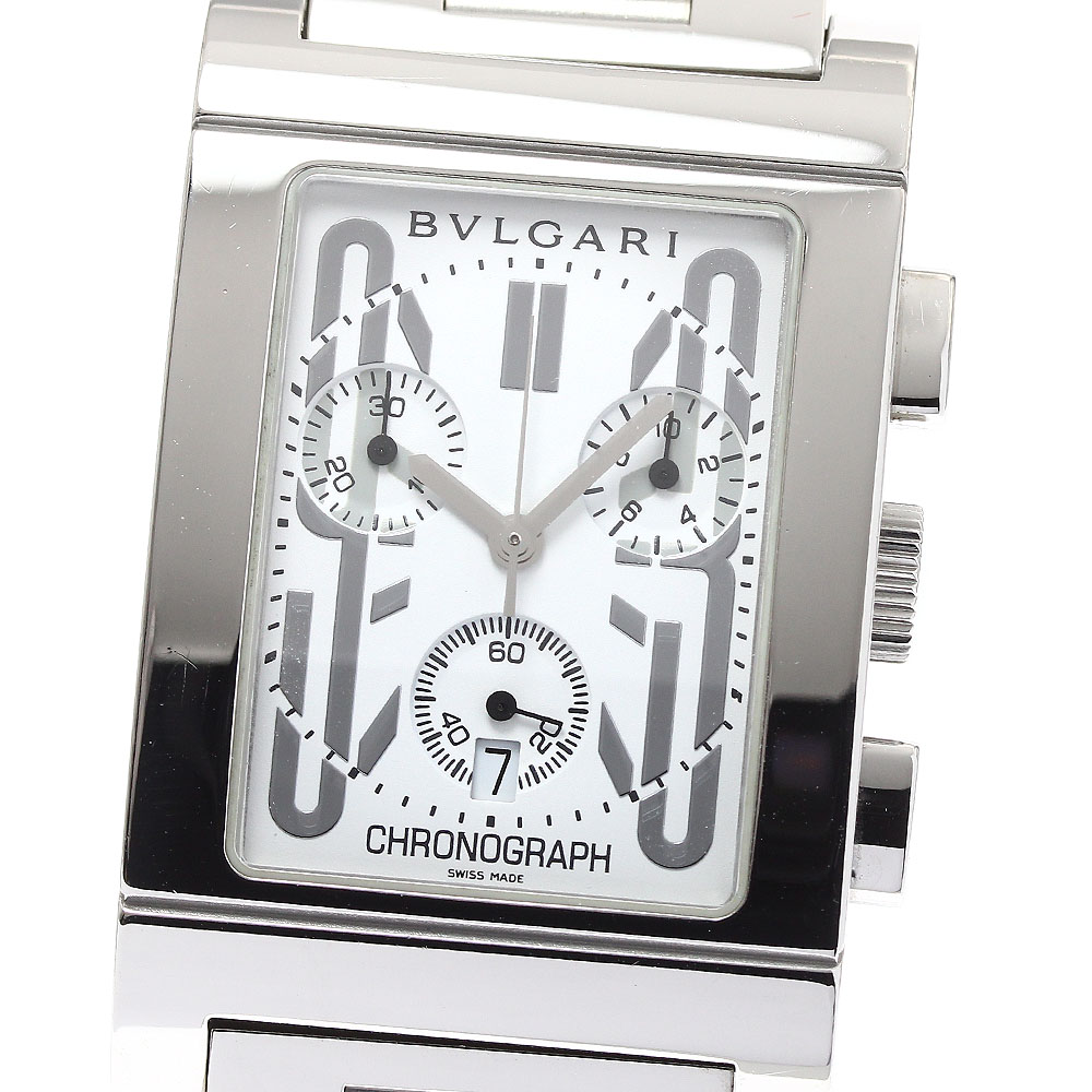 ブルガリ BVLGARI RTC49S レッタンゴロ デイト クロノグラフ クォーツ メンズ 箱・保証書付き_900121【中古】