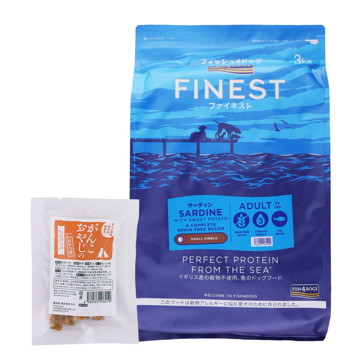 ファイネスト サーディン 小粒 3kg【国産たじま鶏ジャーキー(小サイズ)付き】