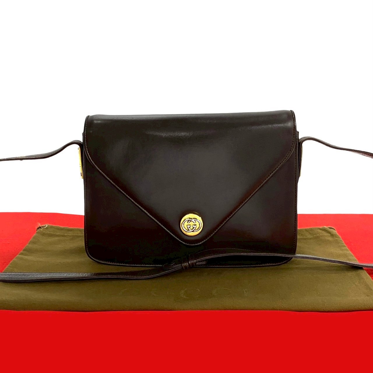 ヴィンテージ GG ロゴ 金具ショルダーバッグ レザー ブラウン 82811 41,080円