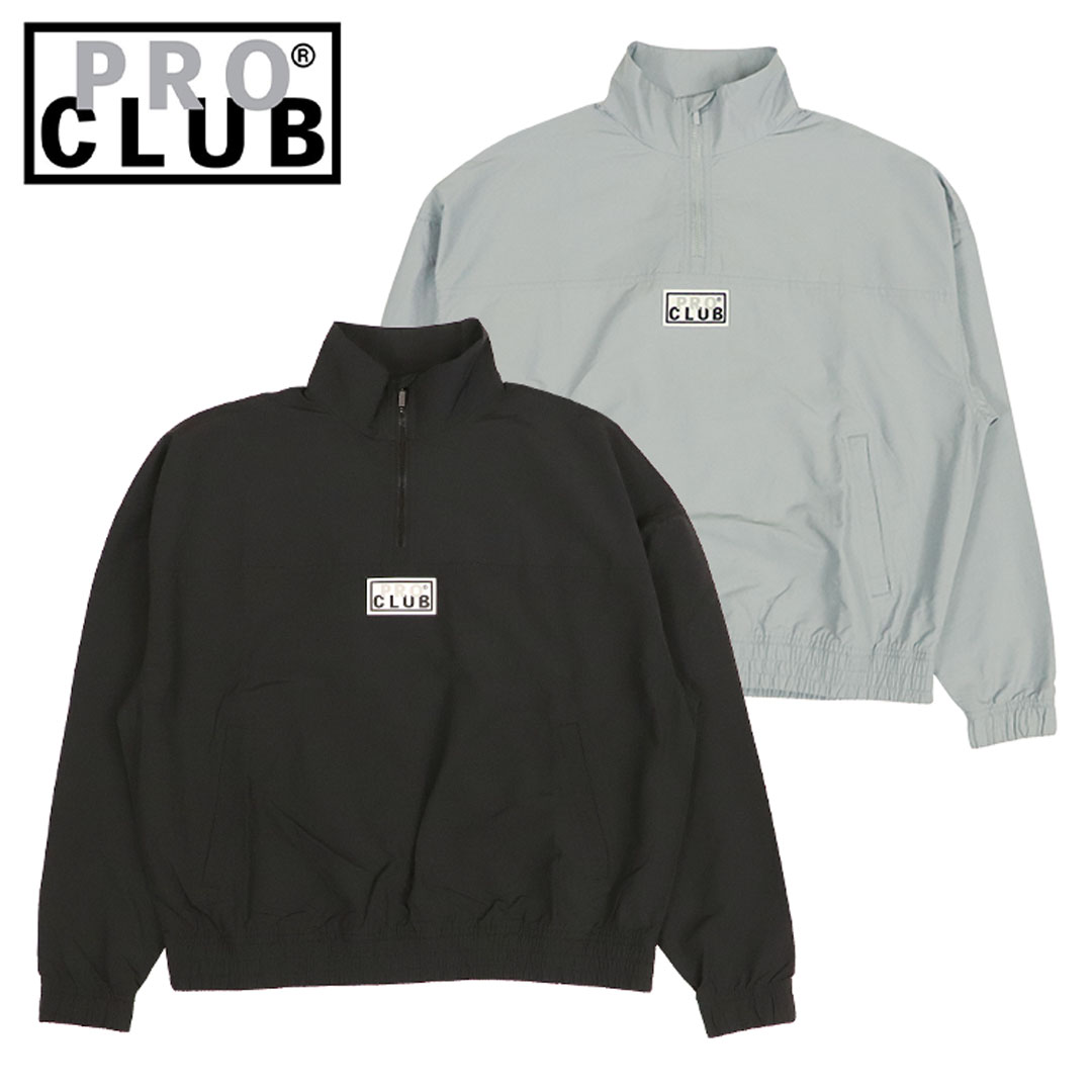 ハーフジップ トラックジャケット PRO CLUB ライトアウター メンズ ブランド ロゴ ストリート 22PC0301 スポーティ ナイロンジャケット トップス