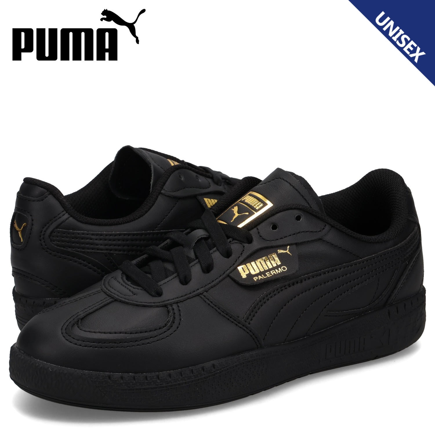 スニーカー パレルモ モーダ レザー メンズ レディース ブラック 黒 397738-02