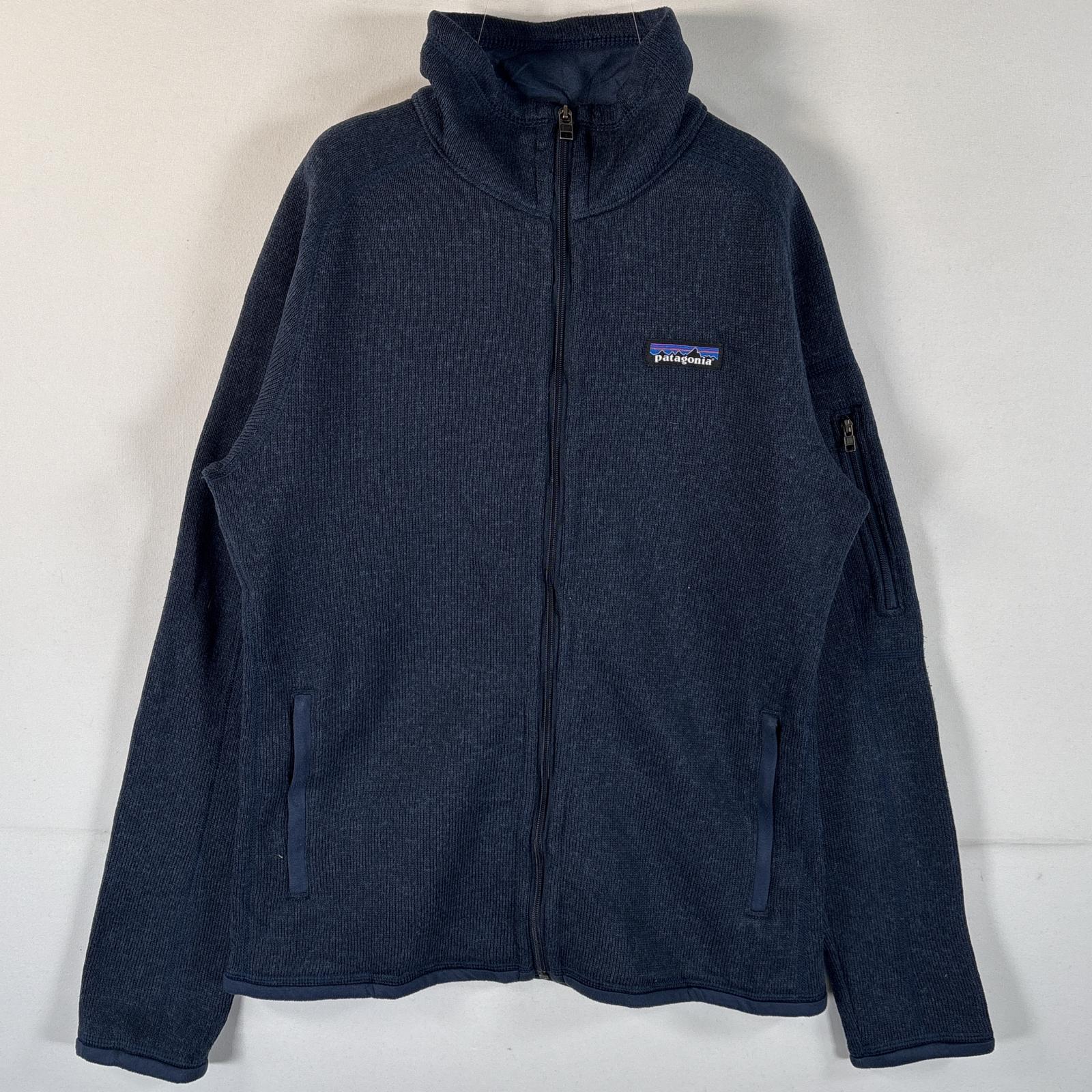 古着 フルジップフリースジャケット ベターセーター ワンポイントロゴ アウトドア S ネイビー レディース