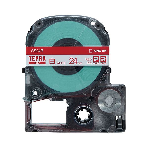 （まとめ） キングジム テプラ PRO テープカートリッジ 24mm 白／赤文字 SS24R 1個 (×4セット) 5,594円