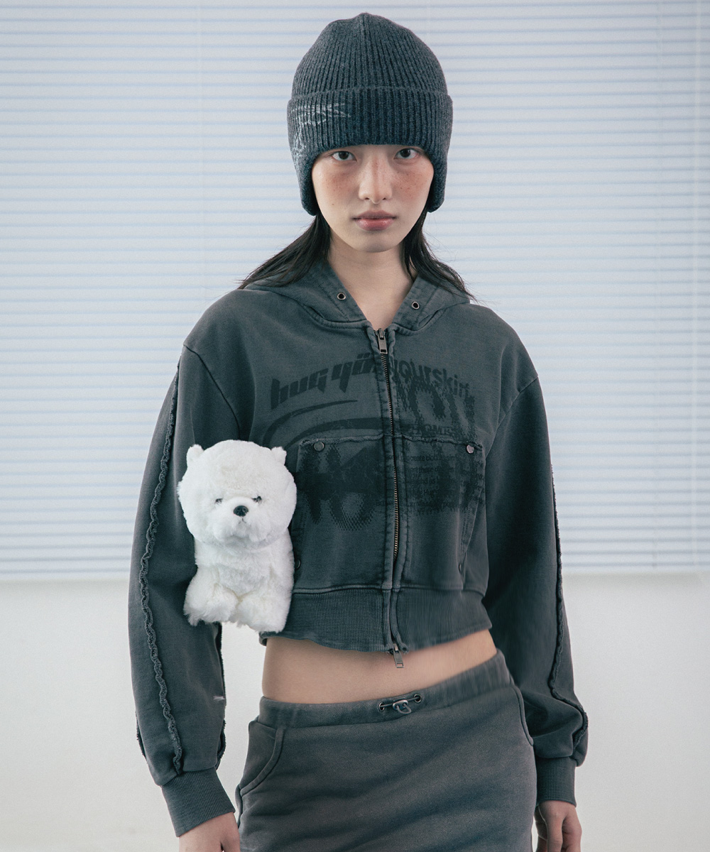 【HUGYOURSKIN】 HYS lOGO HOODIE ZIP-UP : 3COLOR