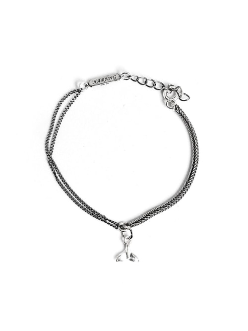 【HARANG】 HR 273B_Whale Tail Half &Half Double Chain Bracelet [Wheat] 正規品