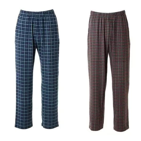 25AW 暖かく心地よいコートや起毛の細かいチェック柄プリント 9分丈 メンズパンツ 色別 2枚セット