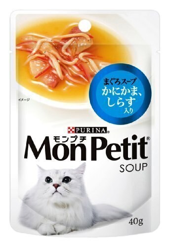 新作人気 モンプチスープパウチ成猫用かにかましらす入りまぐろスープ40g12袋入り(まとめ買い)[キャット キャットフード