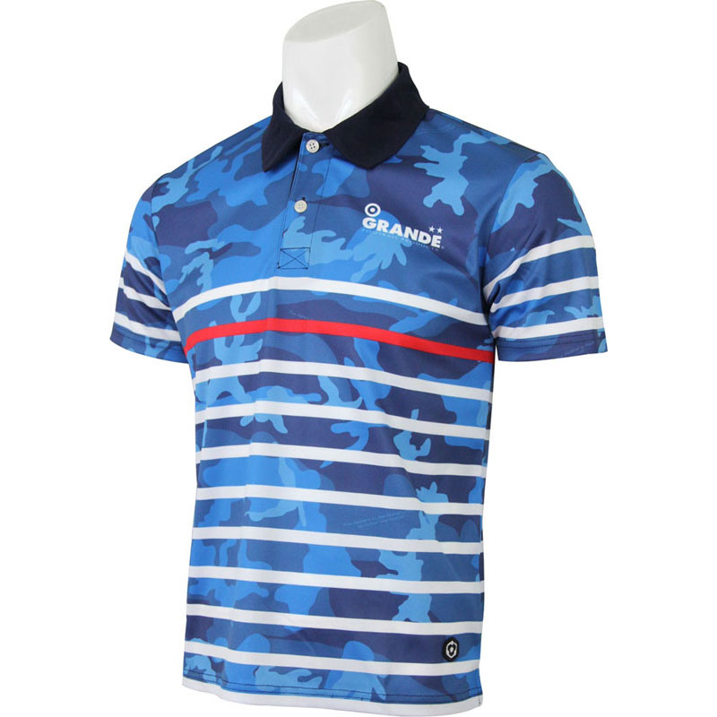 GRANDE.F.P(グランデエフピー) BORDER CAMO DRY MESH POLO フットサル ポロシャツ (gfph16003-8501)