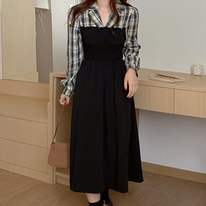 レディース ワンピース シャツ シャツワンピース 2ピース 2点セット タータンチェック柄