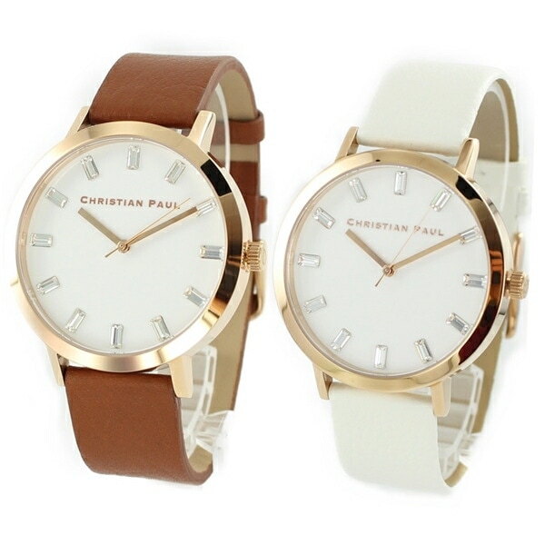 【ペアBOX付き】クリスチャンポール 腕時計 手表 ペアウォッチ メンズ レディース ラグゼ おそろい ブラウン ホワイト 時計 SW-06SW-03 誕生日プレゼント ポイント消化
