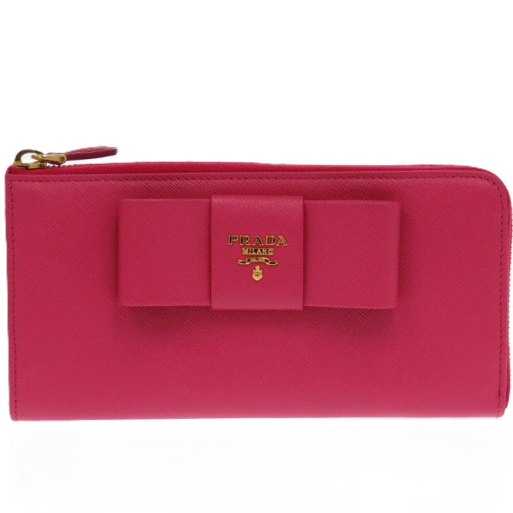 美品 ラウンドファスナー リボン 1M0506 長財布 レザー/サフィアーノレザー ペオニア 1211【中古】 レディース 30,875円