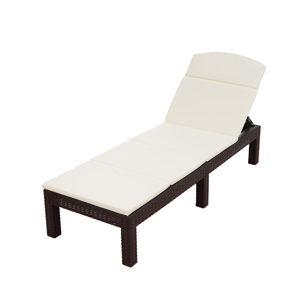 【国内出荷 - 3日配達】ガーデンチェア デッキチェア サンベッド ガーデンベッド チェア リクライニング 折り畳み プール ホテル ガーデンチェア 屋外 ４段階調節 ベランダ ラタン調 コンパクト