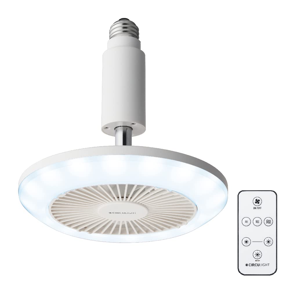 【現行モデルは風量アップ】ドウシシャ サーキュライト ソケットシリーズ E26モデル 昼白色 60W相当 風量3段階 リモコン付き ホワイト