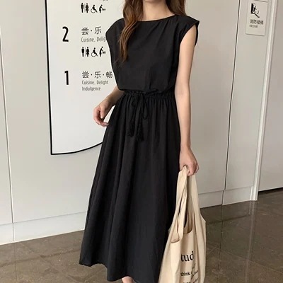 フレアワンピース ワンピース フレアワンピース ワンピドレス ミモレ ミモレ丈 袖あり 半袖 ラウンドネック フレア Aライン ウエストマーク ウエストリボン ハイウエスト 綿 麻 リネン かわいい 5,702円