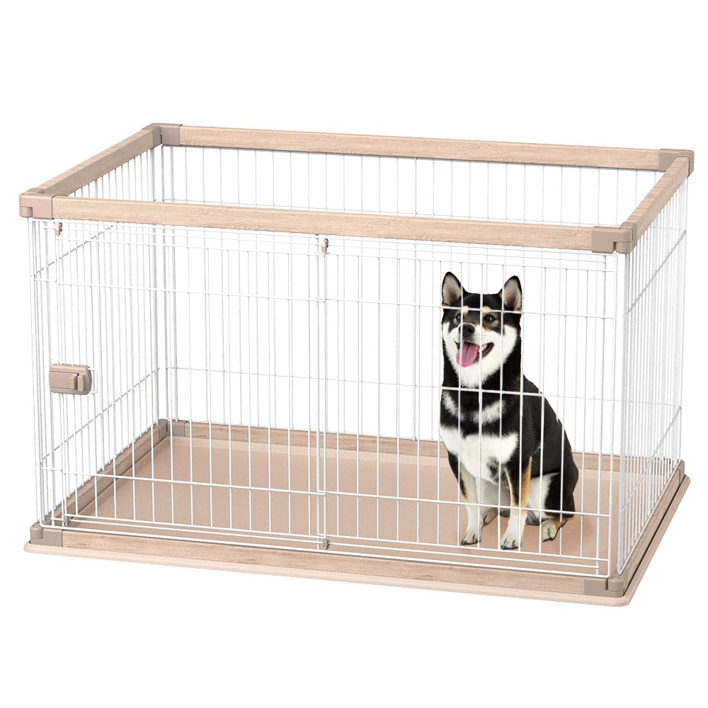 アイリスオーヤマ 犬 サークル ウッディサークル ライトナチュラル 中型犬用 幅約120×奥行約80×高さ約71cm PWSR-1280V