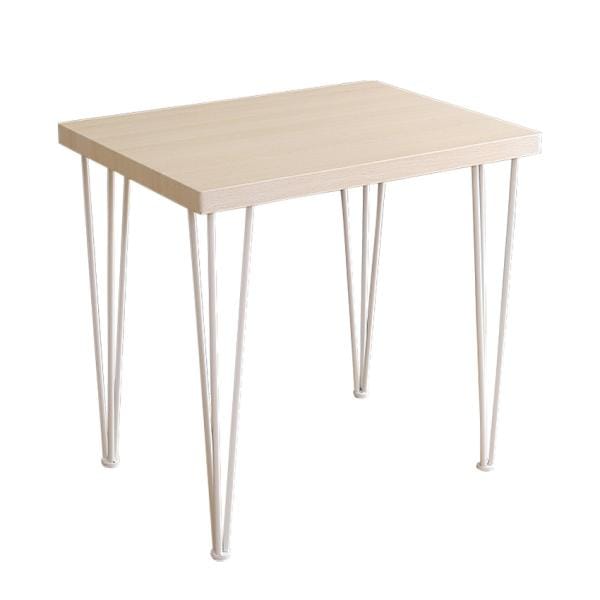 ダイニングテーブル 2人用 二人掛け 白木目 ホワイト 脚 スチール 北欧 カフェ風 おしゃれ 幅75cm デスク 机 リビング学習 一人暮らし ひとり暮らし 二人暮らし