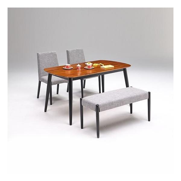 モダンデザイン135ダイニング4点セット(テーブルW135+チェア2＋ベンチ)　チェアカラー4色対応