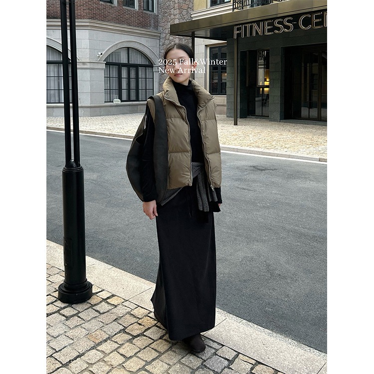 小柄なレディーススタンドカラーふわふわホワイトダックダウンジャケット新しい冬スタイルレイヤードベストコート