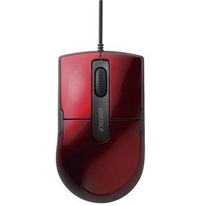 （まとめ） バッファロー 有線BlueLEDマウス 静音 3ボタンMサイズ レッド BSMBU26SMRD 1個 3セット