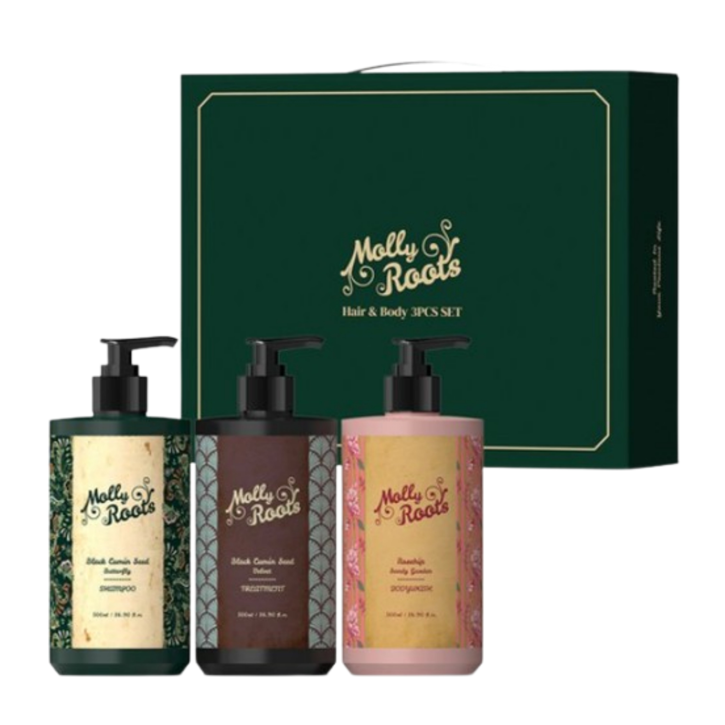 モリルート ブラックカミンシード バタフライ シャンプー+ベルベットトリートメント+ローズヒップ サンディガーデン ボディウォッシュセット