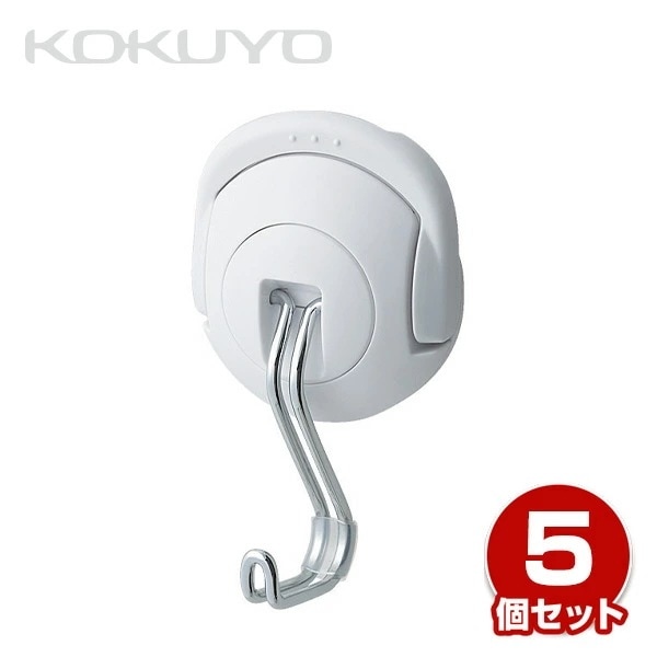 超強力 マグネットフック タフピタ (最大保持荷重5kgf) 5個セット フク-225W ホワイト