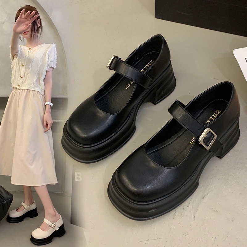 厚底ローファー 厚底メリージェーンレディースシングルシューズ カレッジスタイル 浅い口の靴 広い足太い足ローファー大きいサイズ女性の靴