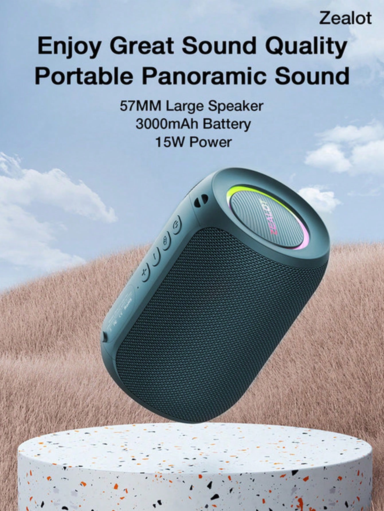 S32pro ポータブルワイヤレススピーカー 防水仕様 Ipx5規格 10w ワイヤレススピーカー 5.2 Bluetooth対応 最大20時間可能 3000mahバッテリー ステレオペアリング