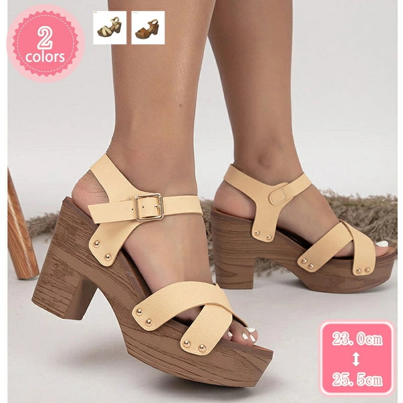 1000円OFFクーポン サンダル レディース 厚底 ヒール ストラップサンダル 太ヒール 大きいサイズ ハイヒール 痛くない 歩きやすい 大人 女性 おしゃれ 美脚 前厚 結婚式 パーティー キャバ 12,685円
