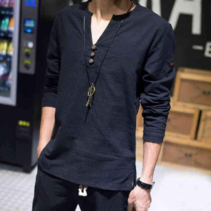 【3日出荷 新作発売】Tシャツ メンズ ブランド 暖かい おすすめ ワッフル オシャレ ロング ティーシャツ 厚手 ポリエステル シャツ ジャケット Vネック ブラック インナー 長袖 無地 コットン