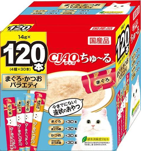 チャオ (CIAO) ちゅ~る まぐろ・かつおバラエティ 120本 猫用おやつ