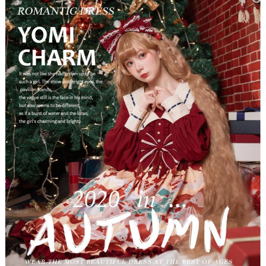 ワンピース ロリータ服 コスプレ仮装 ドレス 洋服 宮廷風 OP リボン付き 熊柄 プリンセス lolita フリル お姫様 長袖 ハロウィン衣裳 COSPLAY 仮装パーティー レ