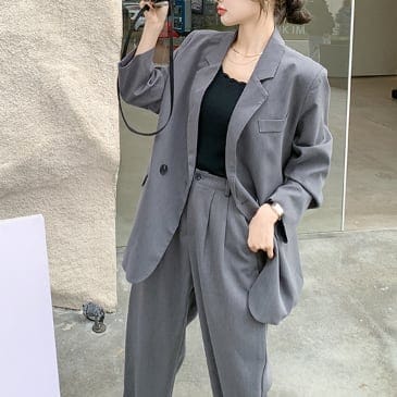 上下２点セット ツーピース セットアップ スーツ テーラードジャケット 無地 ハイウエスト 脚長効果 細身 おしゃれ かっこいい 高級 エレガント きれいめ スマート セクシー 人気 安い lsu01