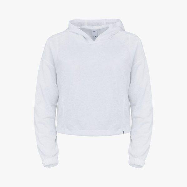 女性用 ホワイト シースルー カバーアップ ルーズフィット フード付き Tシャツ / 女性用 春夏 長袖Tシャツ フード付き PW3WT24S211_IC