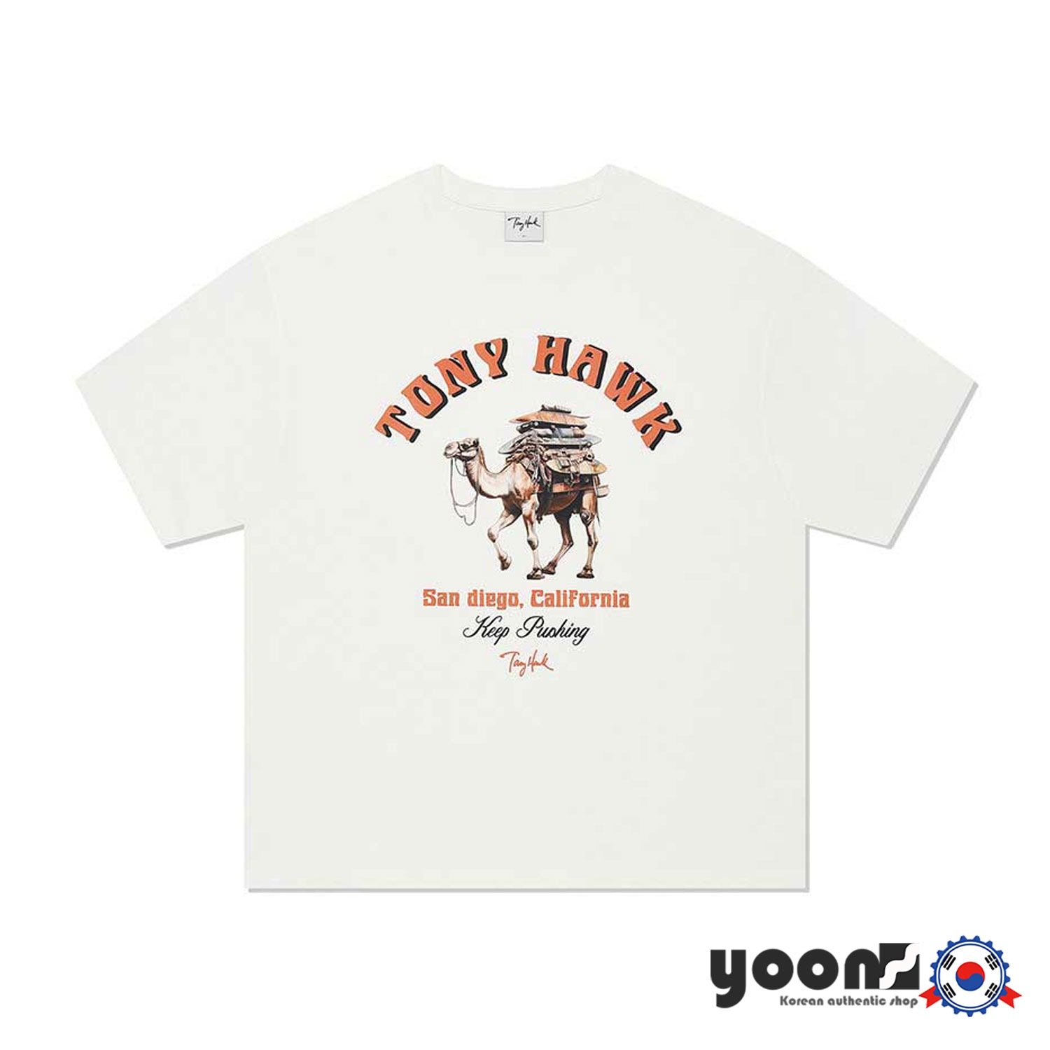 [TONY HAWK] ホーク キャメル グラフィック Tシャツ (ホワイト)