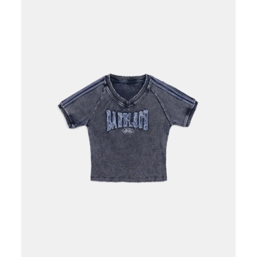 BADBLOOD Rusty Denim V-Neck T-Shirt Blue w-tee25-010