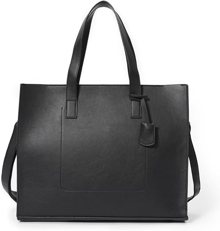 トートバッグ メンズ 小さめ レザー カジュアル 黒 ビジネス カバン とーとばっぐ 自立縦型 B044(ブラック)