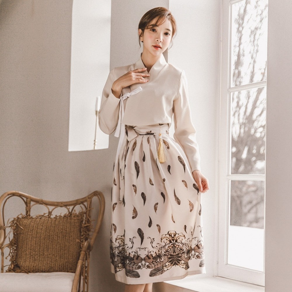 生活韓服セット綿花+桜はウエストスカート